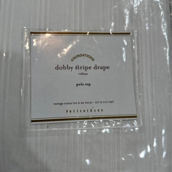 Pottery Barn Other - Pottery Barn 50W x 84L White Stripe 100% Cotton Dobby Sheer Drapes. Set of 2